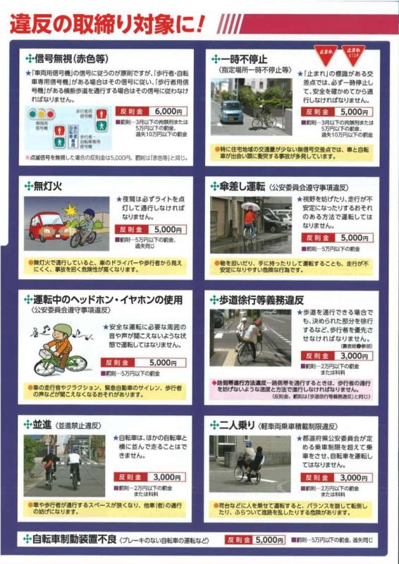 自転車交通違反通告制度(青切符)についてのチラシ