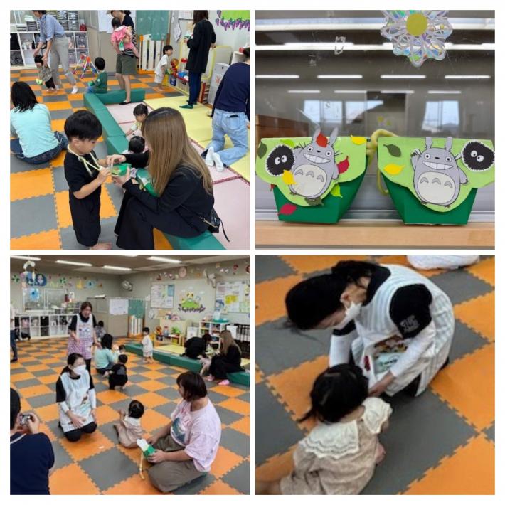 どんぐりを集める様子