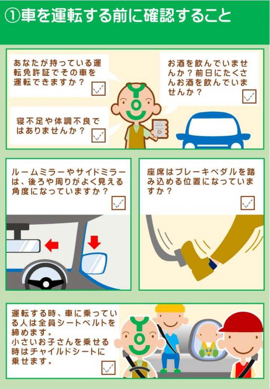 車を運転する前に確認すること