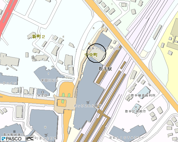 CST位置図。取手駅西口を出てペデストリアンデッキを右に進み、ボックスヒルとiセンタービルの間の建物。