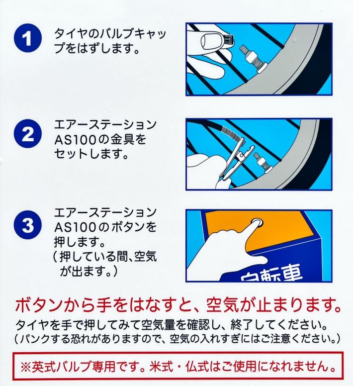 電動空気入れの操作手順について