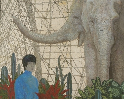 象を観賞している様子を描いた作品