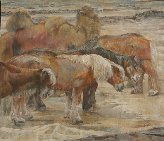 放牧されている馬を描いた作品