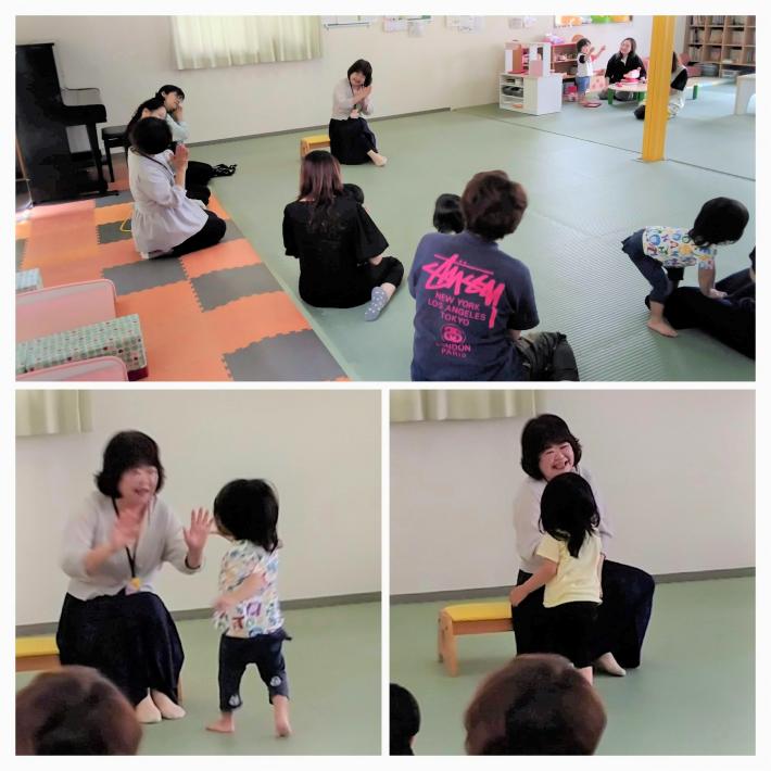 げんこつ山のたぬきさんを歌う様子