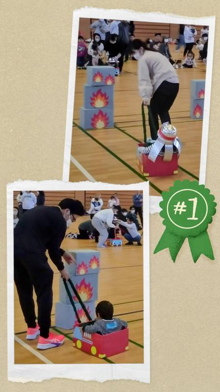 ちびっ子消防隊出動の様子