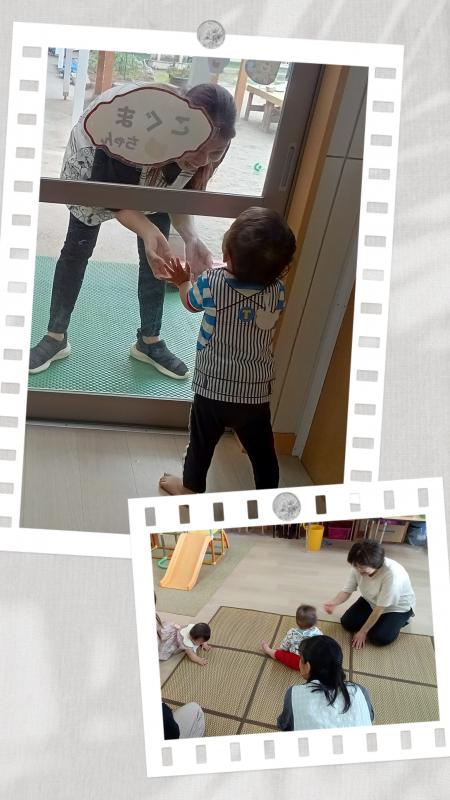 先生とお子さんが触れ合う様子