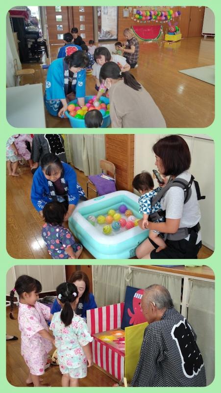 子どもたちが水ヨーヨーをすくう写真