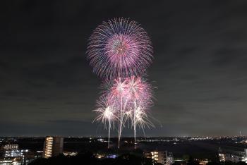 夜空に打ちあがる複数の花火