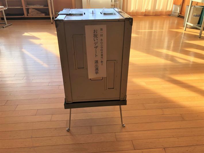 床に置かれた投票箱