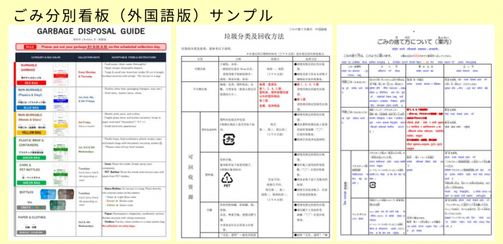 ごみ分別看板(外国語版)サンプル