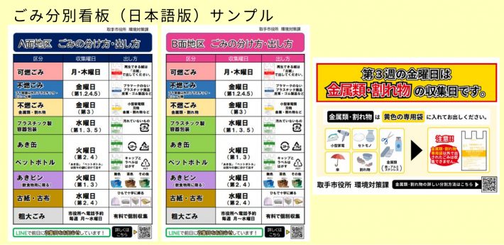 ごみ分別看板(日本語版)サンプル