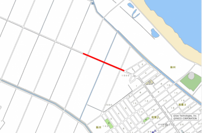 市道0130号線。双葉団地からつくばみらい市城中方面に50メートル地先