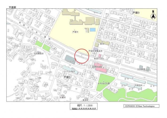 戸頭横断歩道橋の位置図