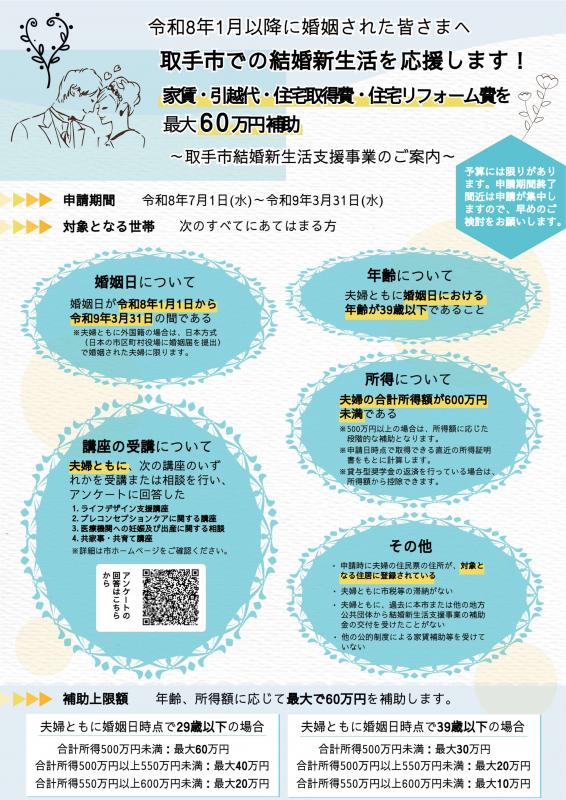 取手市結婚新生活支援事業チラシ画像1