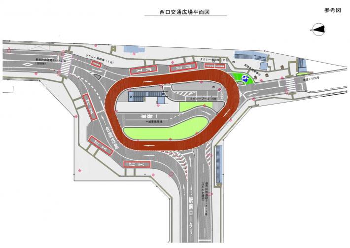 新しい駅前交通広場の計画平面図
