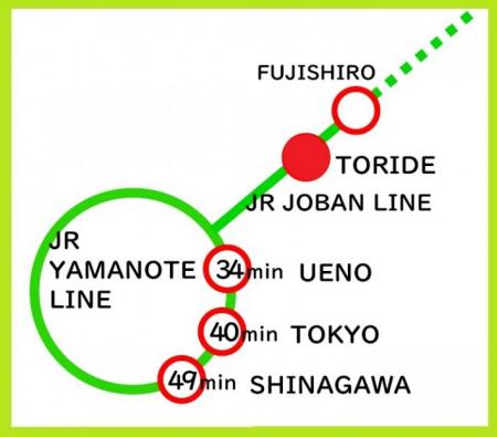 東京方面からのアクセスマップ。How to access to Toride from Tokyo.
