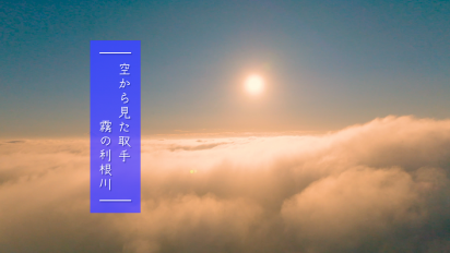 空から見た取手霧の利根川動画サムネイル画像