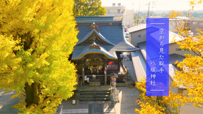 空から見た取手八坂神社動画サムネイル画像