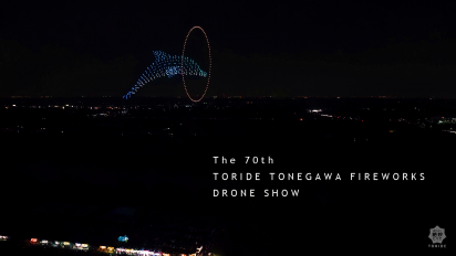 第70回とりで利根川大花火ドローンショー動画サムネイル画像