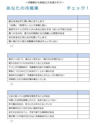 島本美由紀氏提供冷蔵庫チェックシート