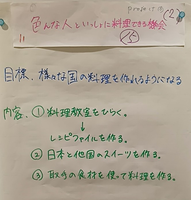 企画内容が書かれた用紙