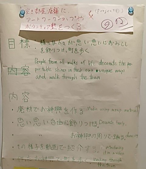 企画内容が書かれた用紙